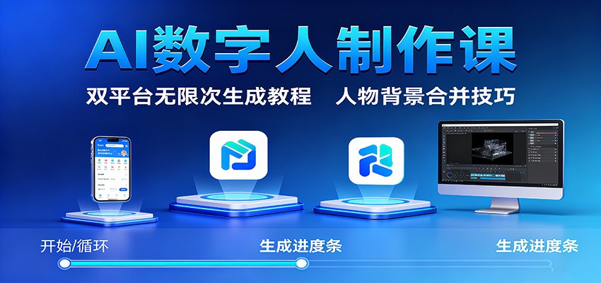 AI数字人制作课:双平台无限次生成教程,人物背景合并技巧-亿佰盟网