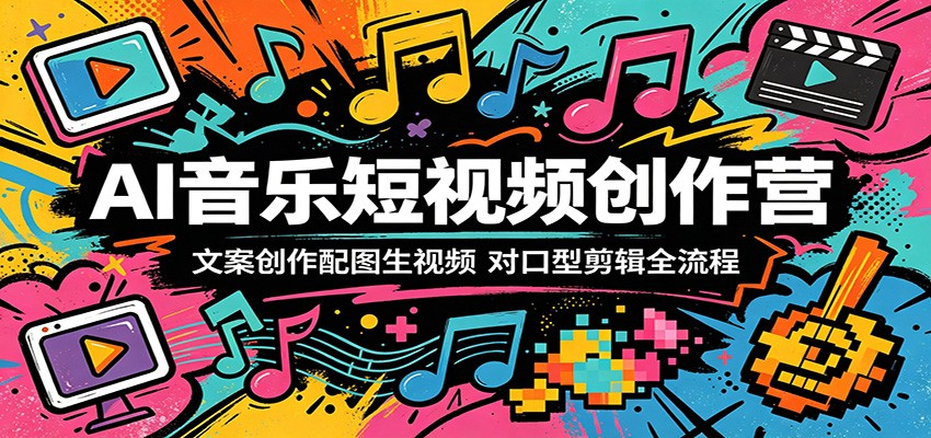 AI音乐短视频创作营：文案创作配图生视频，对口型剪辑全流程-亿起创业网-副业兼职月入过万-自媒体、引流推广、网赚项目、短视频、技术教程等创业项目资源