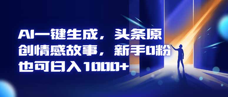 AI一键生成，头条原创情感故事，新手0粉也可日入1000+-亿佰盟网