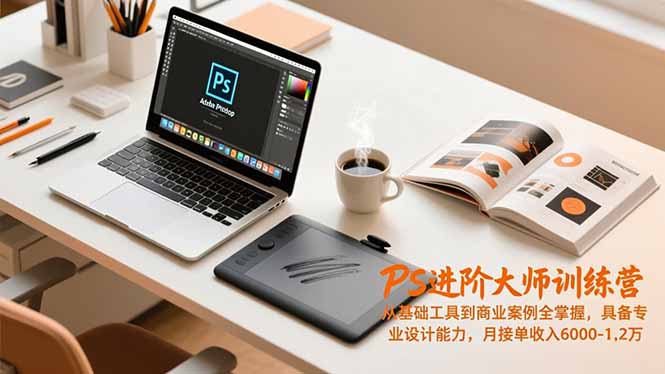 PS进阶大师训练营，从基础工具到商业案例全掌握，具备专业设计能力，月接单收入6000-1.2万-亿佰盟网