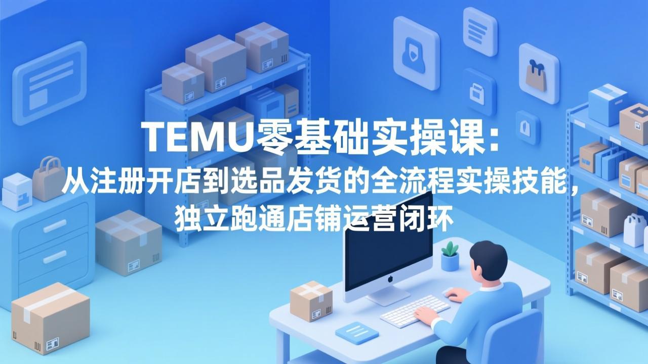 TEMU零基础实操课：从注册开店到选品发货的全流程实操技能，独立跑通店铺运营闭环-亿佰盟网
