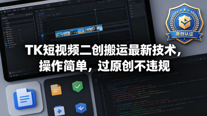 TK短视频二创搬运最新技术，操作简单，过原创不违规-亿起创业网-副业兼职月入过万-自媒体、引流推广、网赚项目、短视频、技术教程等创业项目资源