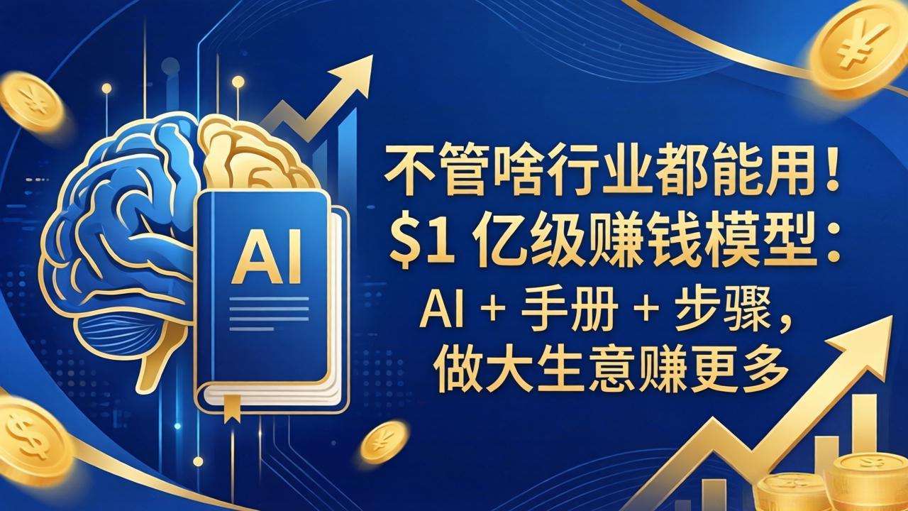 不管啥行业都能用！$1 亿级赚钱模型：AI + 手册 + 步骤，做大生意赚更多-亿起创业网-副业兼职月入过万-自媒体、引流推广、网赚项目、短视频、技术教程等创业项目资源