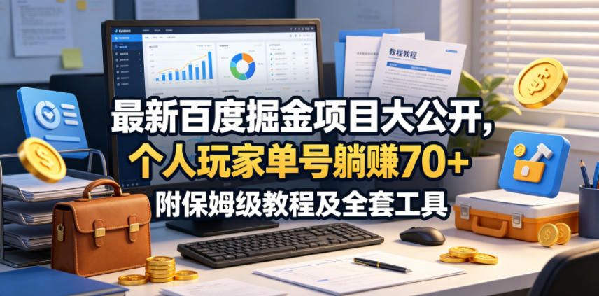 最新百度掘金项目大公开，个人玩家单号躺賺70+，附保姆级教程及全套工具【揭秘】-亿起创业网-副业兼职月入过万-自媒体、引流推广、网赚项目、短视频、技术教程等创业项目资源