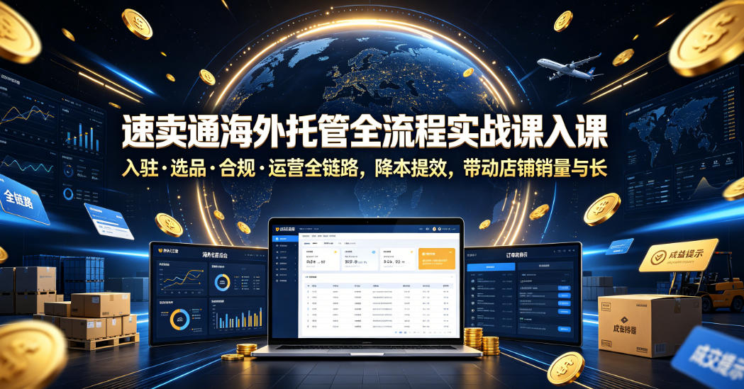 速卖通海外托管全流程实战课入驻・选品・合规・运营全链路,降本提效,带动店铺销量与收益增长-亿起创业网-副业兼职月入过万-自媒体、引流推广、网赚项目、短视频、技术教程等创业项目资源