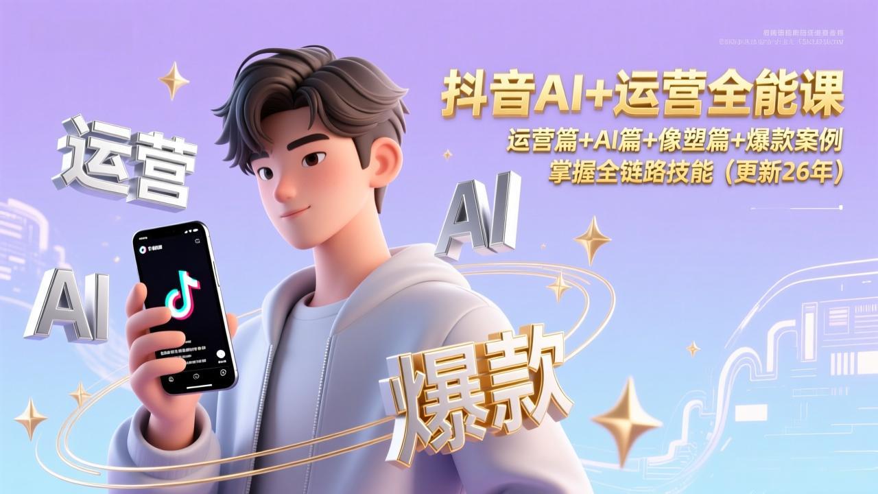 抖音AI+运营全能课，运营篇+AI篇+像塑篇+爆款案例，掌握全链路技能(更新26年-亿佰盟网