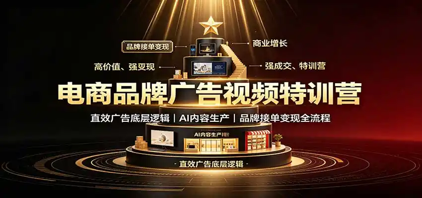 电商品牌广告视频特训：直效广告底层逻辑，AI内容生产，品牌接单变现全流程-亿起创业网-副业兼职月入过万-自媒体、引流推广、网赚项目、短视频、技术教程等创业项目资源
