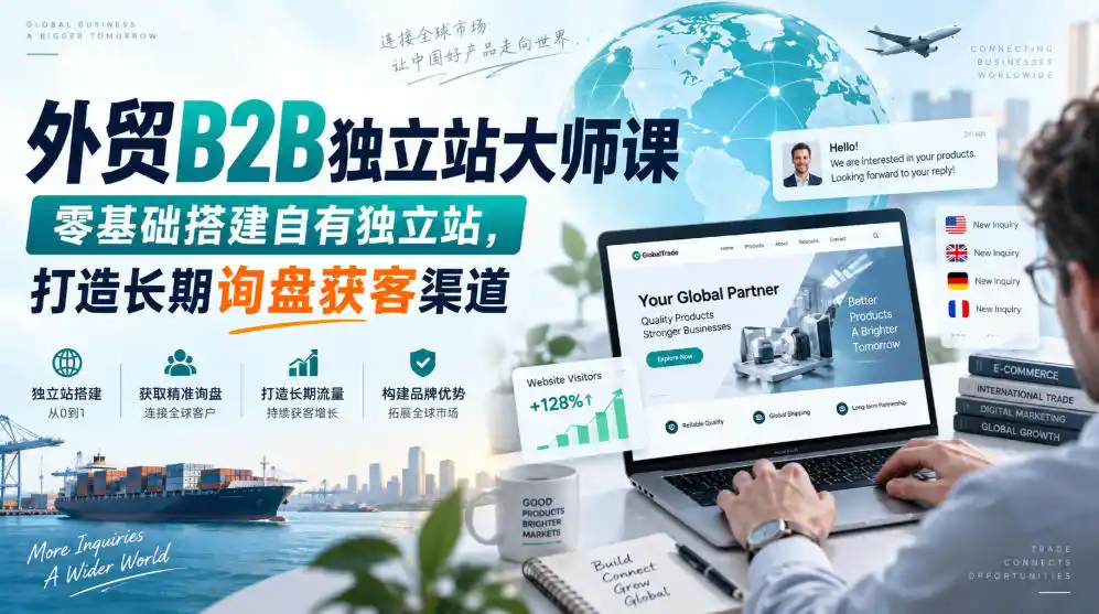 外贸B2B独立站大师课，零基础搭建自有独立站，打造长期询盘获客渠道-亿起创业网-副业兼职月入过万-自媒体、引流推广、网赚项目、短视频、技术教程等创业项目资源