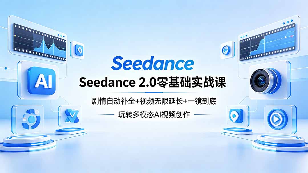 Seedance 2.0零基础实战课：剧情自动补全+视频无限延长+一镜到底：玩转多模态AI视频创作-亿起创业网-副业兼职月入过万-自媒体、引流推广、网赚项目、短视频、技术教程等创业项目资源