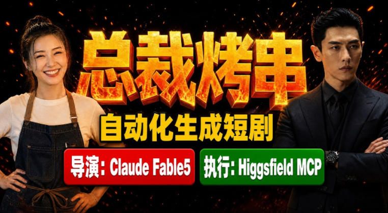 Claude Fable5担任导演+Higgsfield MCP落地执行｜《总裁烤串》真人质感短剧全自动AI生成全流程教学-亿起创业网-副业兼职月入过万-自媒体、引流推广、网赚项目、短视频、技术教程等创业项目资源
