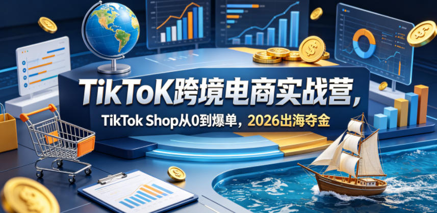 TikToK跨境电商实战营，TikTok Shop从0到爆单，2026出海夺金-亿起创业网-副业兼职月入过万-自媒体、引流推广、网赚项目、短视频、技术教程等创业项目资源