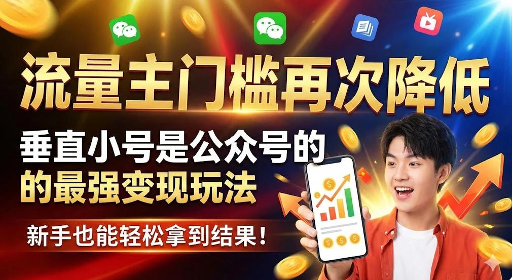 流量主门槛再次降低，垂直小号是公众号的最强变现玩法，新手也能轻松拿到结果-亿佰盟网