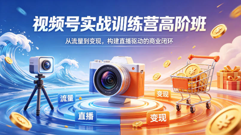 视频号实战训练营高阶班，从流量到变现，构建直播驱动的商业闭环(26年4月)-亿起创业网-副业兼职月入过万-自媒体、引流推广、网赚项目、短视频、技术教程等创业项目资源