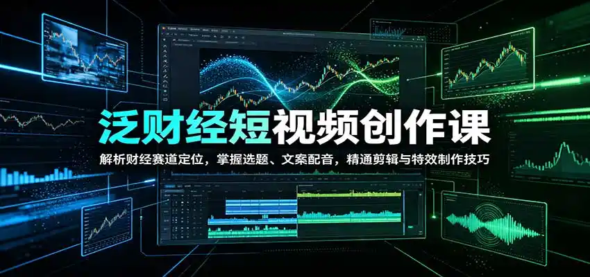 泛财经短视频创作课：解析财经赛道定位，掌握选题、文案配音，精通剪辑与特效制作技巧-亿起创业网-副业兼职月入过万-自媒体、引流推广、网赚项目、短视频、技术教程等创业项目资源