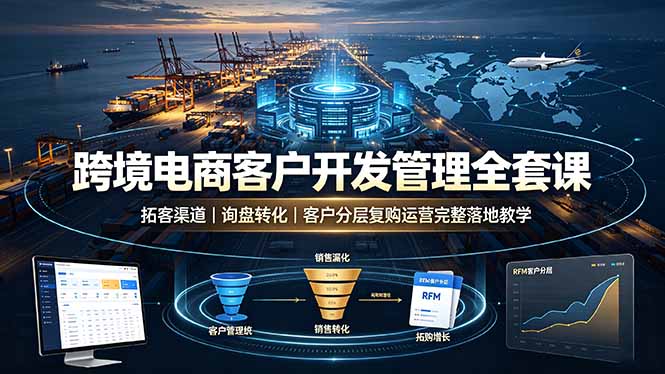 跨境电商客户开发管理全套课·拓客渠道｜询盘转化｜客户分层复购运营完整落地教学-亿起创业网-副业兼职月入过万-自媒体、引流推广、网赚项目、短视频、技术教程等创业项目资源