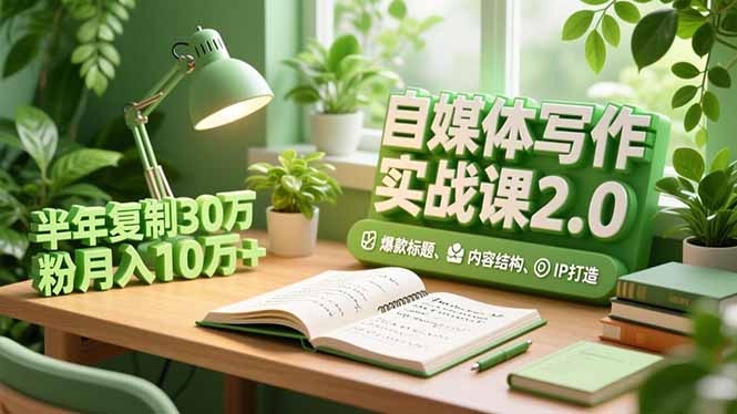 自媒体写作实战课2.0，爆款标题、内容结构、IP打造，半年复制30万粉月入10万+-亿佰盟网