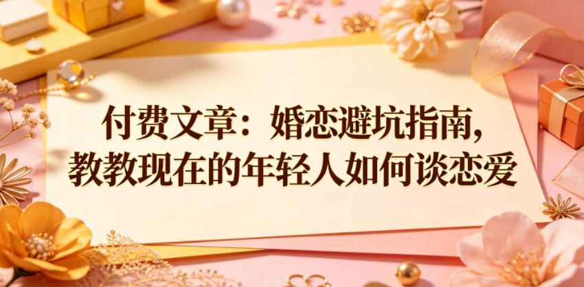 付费文章：婚恋避坑指南，教教现在的年轻人如何谈恋爱-亿起创业网-副业兼职月入过万-自媒体、引流推广、网赚项目、短视频、技术教程等创业项目资源
