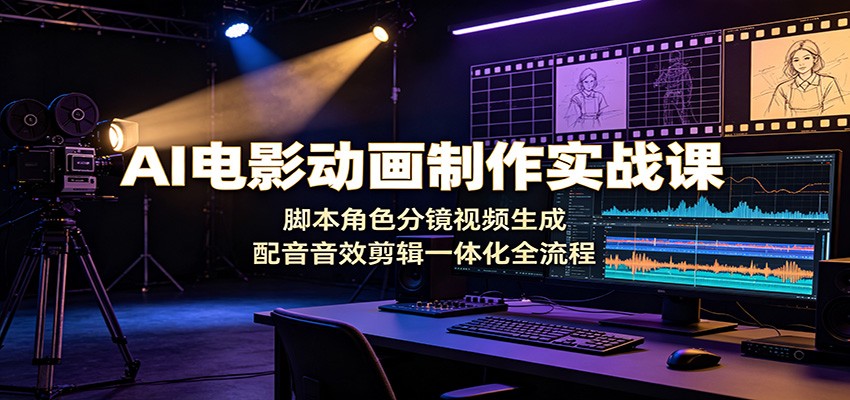AI电影动画制作实战课：脚本角色分镜视频生成，配音音效剪辑一体化全流程-亿起创业网-副业兼职月入过万-自媒体、引流推广、网赚项目、短视频、技术教程等创业项目资源