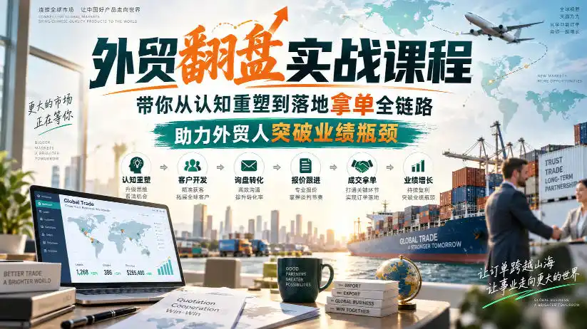 外贸翻盘实战课程，带你从认知重塑到落地拿单全链路，助力外贸人突破业绩瓶颈-亿起创业网-副业兼职月入过万-自媒体、引流推广、网赚项目、短视频、技术教程等创业项目资源