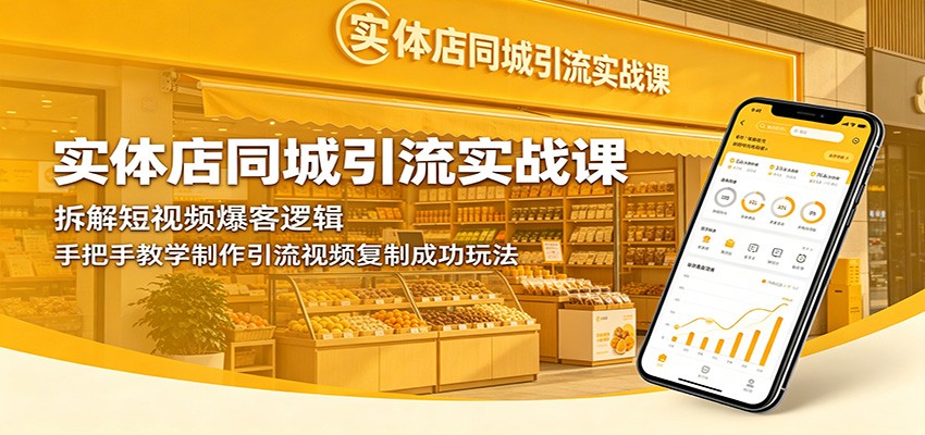 实体店同城引流实战课：拆解短视频爆客逻辑，手把手教学制作引流视频复制成功玩法-亿起创业网-副业兼职月入过万-自媒体、引流推广、网赚项目、短视频、技术教程等创业项目资源