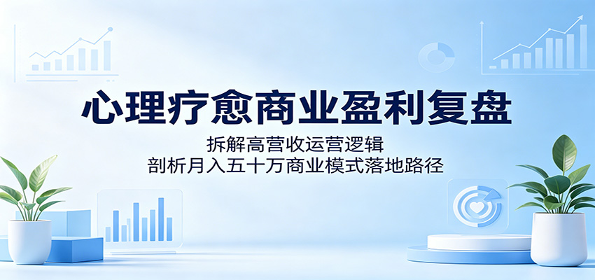 心理疗愈商业盈利复盘:拆解高营收运营逻辑,剖析月入五十万商业模式落地路径-亿起创业网-副业兼职月入过万-自媒体、引流推广、网赚项目、短视频、技术教程等创业项目资源