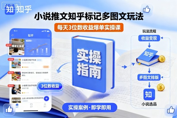 小说推文知乎标记多图文玩法，每天3位数收益爆单实操课-亿佰盟网