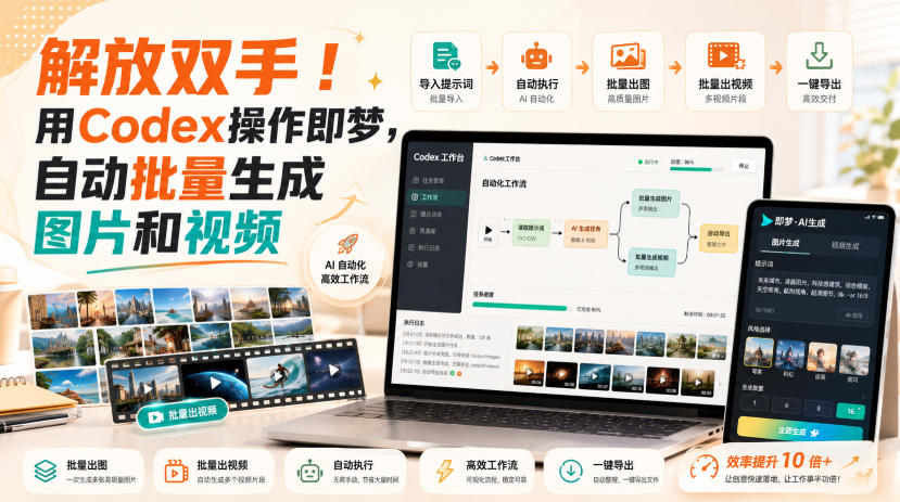 解放双手！用Codex操作即梦，自动批量生成图片和视频-亿起创业网-副业兼职月入过万-自媒体、引流推广、网赚项目、短视频、技术教程等创业项目资源