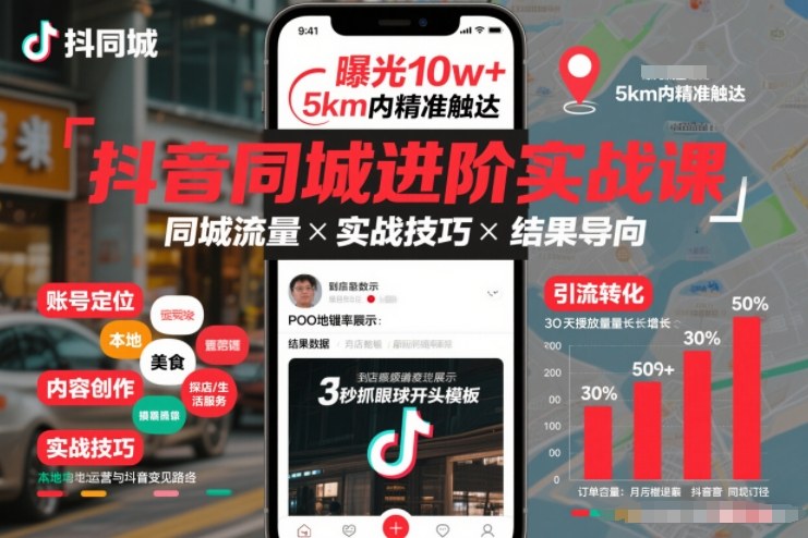抖音同城进阶实战课，助你同城流量拿到结果-亿佰盟网