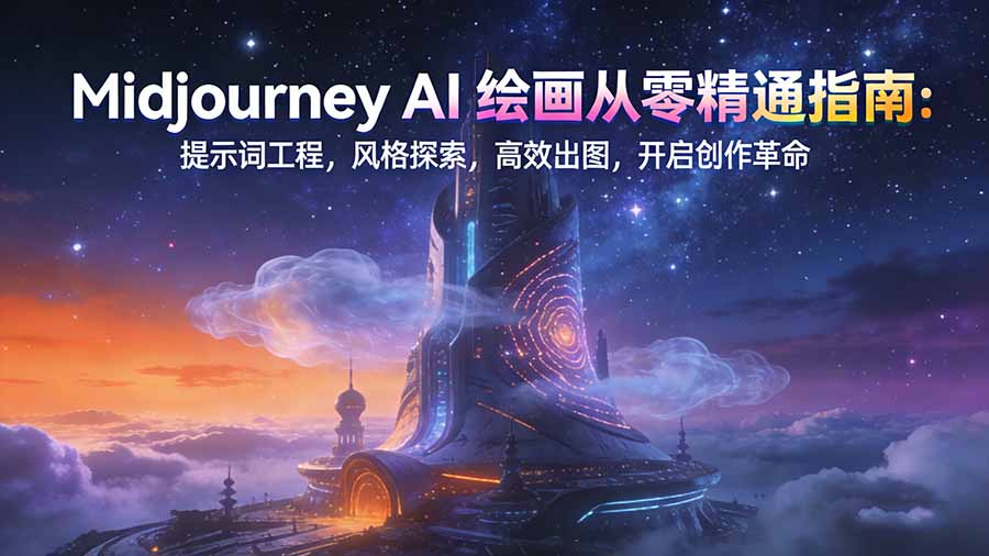 Midjourney AI绘画从零精通指南：提示词工程，风格探索，高效出图，开启创作革命-亿佰盟网