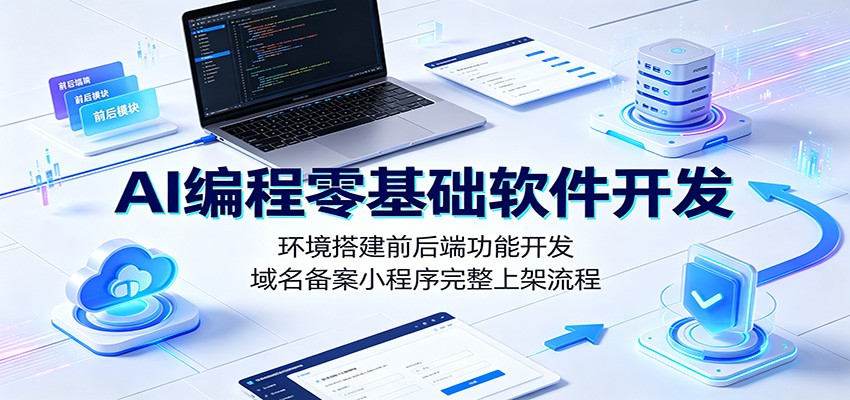 AI编程零基础软件开发：环境搭建前后端功能开发，域名备案小程序完整上架流程-亿起创业网-副业兼职月入过万-自媒体、引流推广、网赚项目、短视频、技术教程等创业项目资源