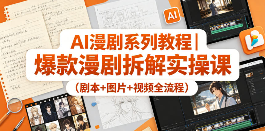 AI漫剧系列教程｜爆款漫剧拆解实操课(剧本+图片+视频全流程)-亿起创业网-副业兼职月入过万-自媒体、引流推广、网赚项目、短视频、技术教程等创业项目资源