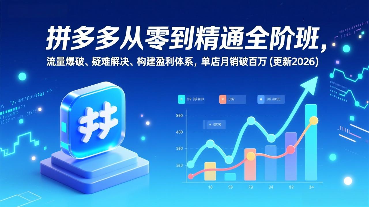 拼多多从零到精通全阶班，流量爆破、疑难解决，构建盈利体系，单店月销破百万(更新2026-亿佰盟网