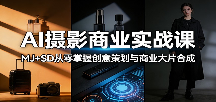 AI摄影商业实战课：MJ+SD从零掌握创意策划与商业大片合成-亿盟网-副业月入过万