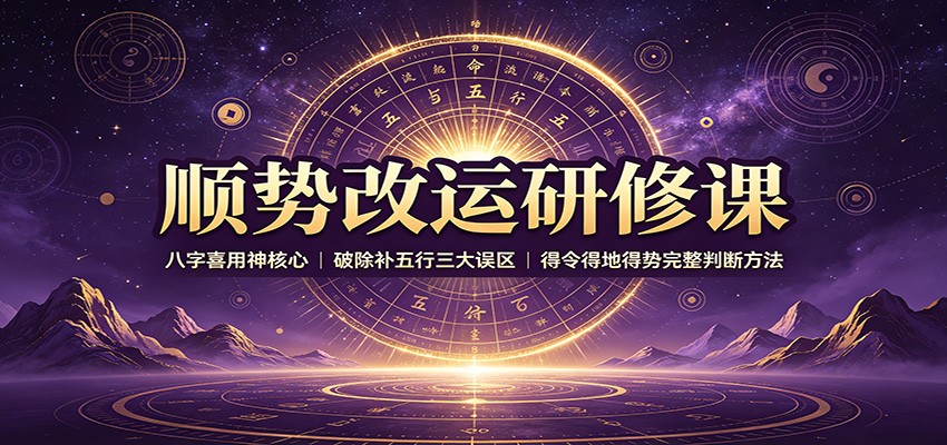 顺势改运研修课：八字喜用神核心，破除补五行三大误区，得令得地得势完整判断方法-亿起创业网-副业兼职月入过万-自媒体、引流推广、网赚项目、短视频、技术教程等创业项目资源