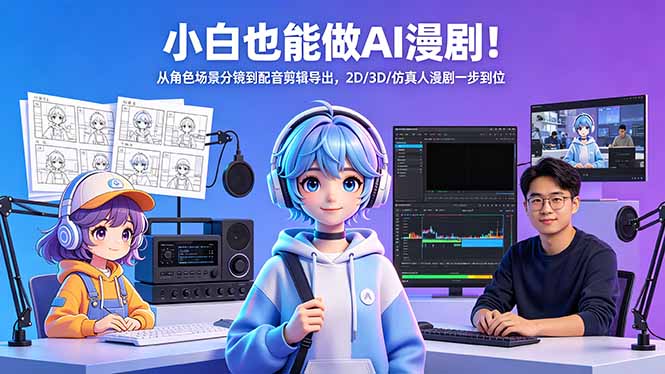 小白也能做AI漫剧！从角色场景分镜到配音剪辑导出，2D/3D/仿真人漫剧一步到位-亿起创业网-副业兼职月入过万-自媒体、引流推广、网赚项目、短视频、技术教程等创业项目资源