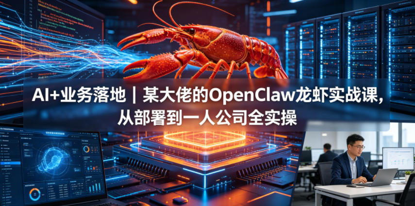 AI+业务落地｜某大佬的OpenClaw小龙虾实战课，从部署到一人公司全实操-亿起创业网-副业兼职月入过万-自媒体、引流推广、网赚项目、短视频、技术教程等创业项目资源