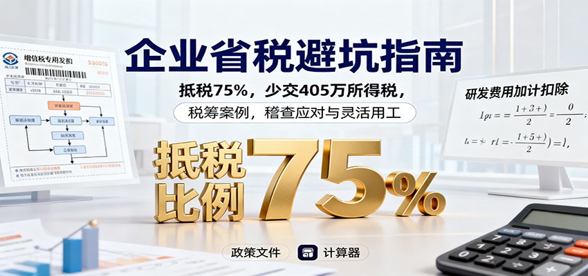 企业省税避坑指南：抵税75%，少交405万所得税，税筹案例，稽查应对与灵活用工-亿佰盟网