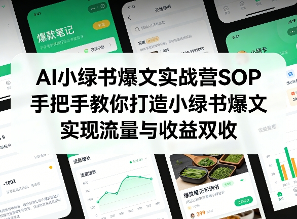 AI小绿书爆文实战营SOP，手把手教你打造小绿书爆文，实现流量与收益双收-亿佰盟网