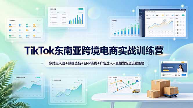 TikTok东南亚跨境电商实战训练营：多站点入驻+数据选品+ERP铺货+广告达人+直播发货全流程落地-亿起创业网-副业兼职月入过万-自媒体、引流推广、网赚项目、短视频、技术教程等创业项目资源