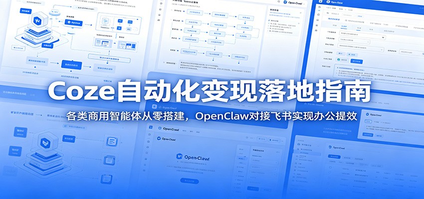 Coze自动化变现落地指南:各类商用智能体从零搭建,OpenClaw对接飞书实现办公提效-亿起创业网-副业兼职月入过万-自媒体、引流推广、网赚项目、短视频、技术教程等创业项目资源
