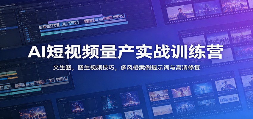 AI短视频量产实战训练营：文生图，图生视频技巧，多风格案例提示词与高清修复-亿起创业网-副业兼职月入过万-自媒体、引流推广、网赚项目、短视频、技术教程等创业项目资源