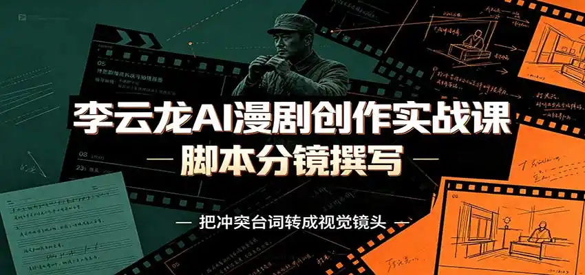 李云龙AI漫剧创作实战课：角色人设还原，脚本分镜撰写，AI漫剧成片完整制作教学-亿起创业网-副业兼职月入过万-自媒体、引流推广、网赚项目、短视频、技术教程等创业项目资源