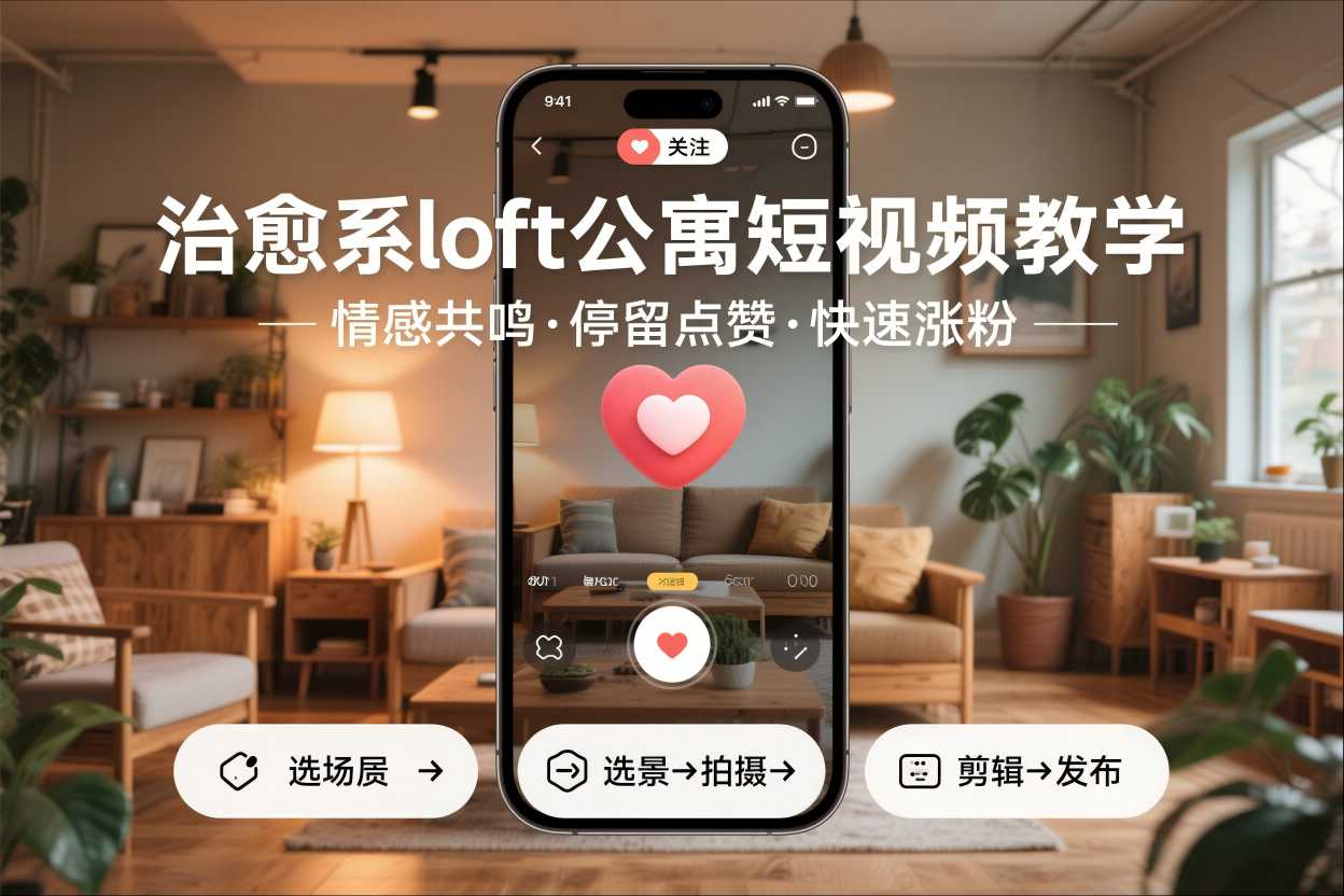 治愈系loft公寓短视频制作教学，情感共鸣引停留点赞关注，快速起号涨粉-亿佰盟网