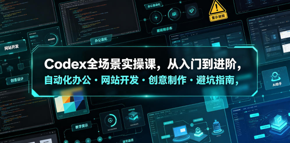 Codex全场景实操课，从入门到进阶，自动化办公・网站开发・创意制作・避坑指南，全流程教学-亿起创业网-副业兼职月入过万-自媒体、引流推广、网赚项目、短视频、技术教程等创业项目资源