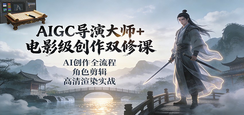 AIGC导演大师+电影级创作双修课：AI创作全流程、角色剪辑、高清渲染实战-亿佰盟网