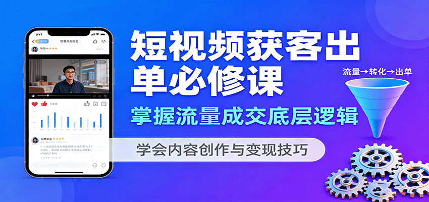 短视频获客出单必修课：掌握流量成交底层逻辑，学会内容创作与变现技巧-亿佰盟网