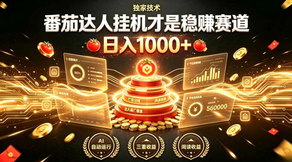 别再瞎找副业！番茄达人挂G才是稳賺赛道，日入1000+，全程傻瓜式操作，可矩阵放大【揭秘】-亿起创业网-副业兼职月入过万-自媒体、引流推广、网赚项目、短视频、技术教程等创业项目资源