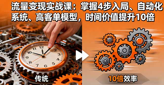 流量变现实战课:掌握4步入局、自动化系统、高客单模型,时间价值提升10倍-亿佰盟网