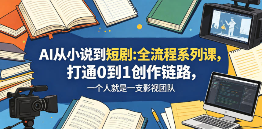 AI从小说到短剧全流程系列课，打通0到1创作链路，一个人就是一支影视团队-亿起创业网-副业兼职月入过万-自媒体、引流推广、网赚项目、短视频、技术教程等创业项目资源