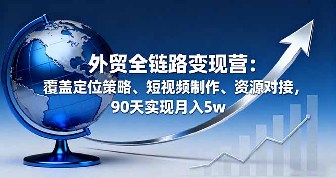 外贸全链路变现营：覆盖定位策略、短视频制作、资源对接，90天实现月入5w-亿佰盟网